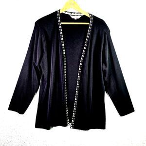 Howard Wolf Cardigan Black XL Vintage 80s Shoulder Pads Open Front